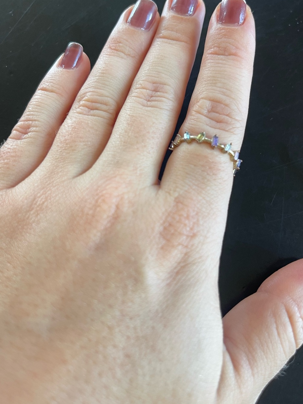 Wavy Multicolored Baguette Diamond Stacking Ring